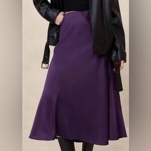 Banana Republic Deep Purple Satin A-Line Skirt